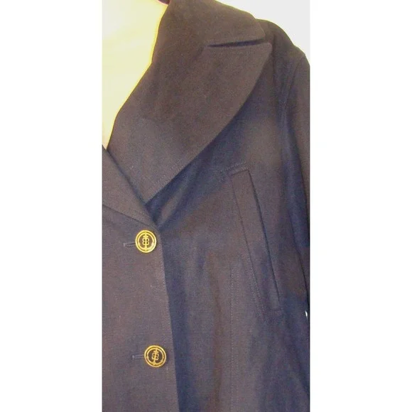 ESCADA SPORT WOMENS NAVY DOUBLE BREASTED GOLD BUTTON PEA COAT JACKET LARGE  D151 - Picture 8 of 10